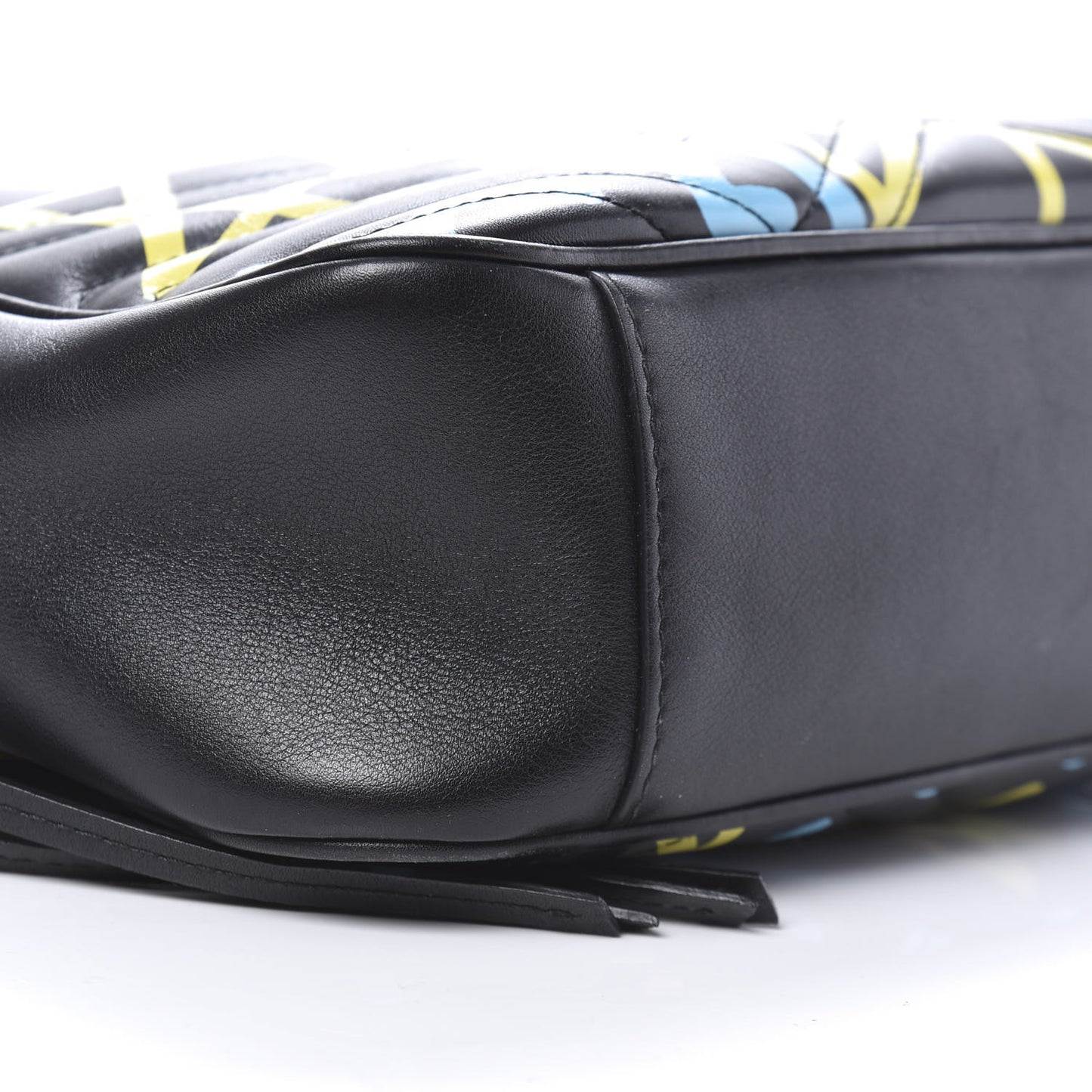 Calfskin Matelasse GucciGhost Medium GG Marmont Chain Shoulder Bag Black New Acquamarine