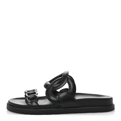 Hermes Nappa Extra Sandals 35.5 Black 1 of 10