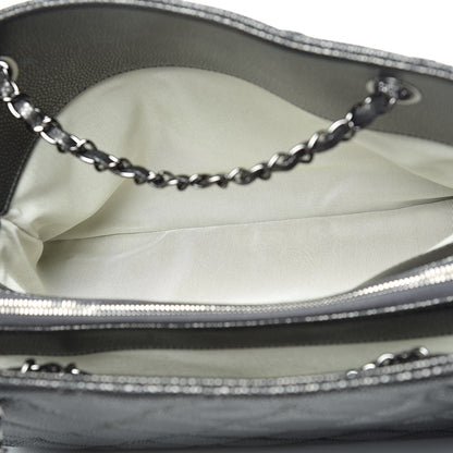 Chanel Metallic Caviar Quilted CC Tote Dark Silver 5 of 12