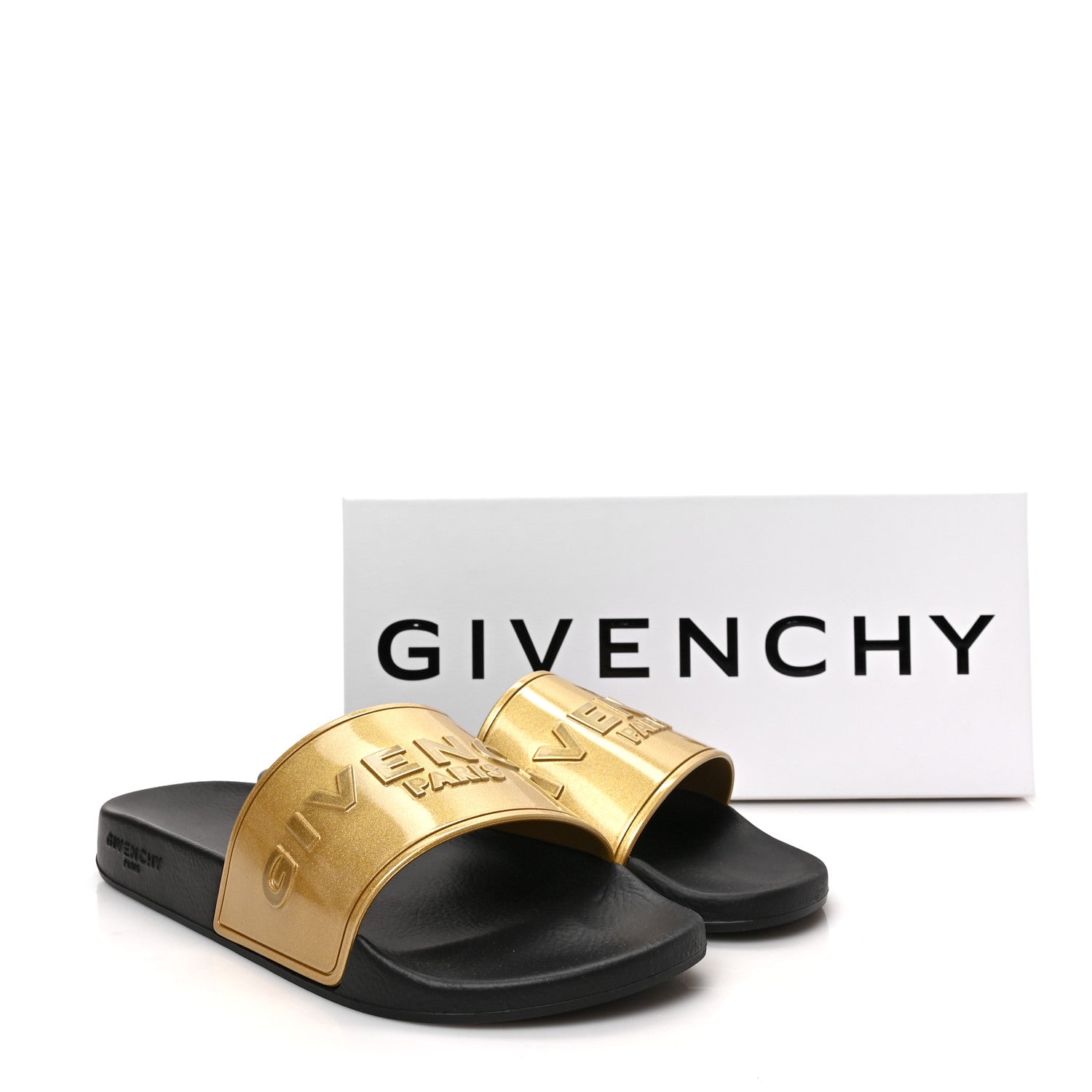 Givenchy Metallic Rubber Logo Pool Slide Sandals 44 Gold 8 of 8