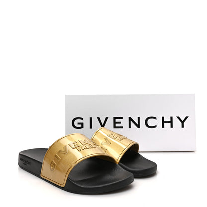 Givenchy Metallic Rubber Logo Pool Slide Sandals 44 Gold 8 of 8