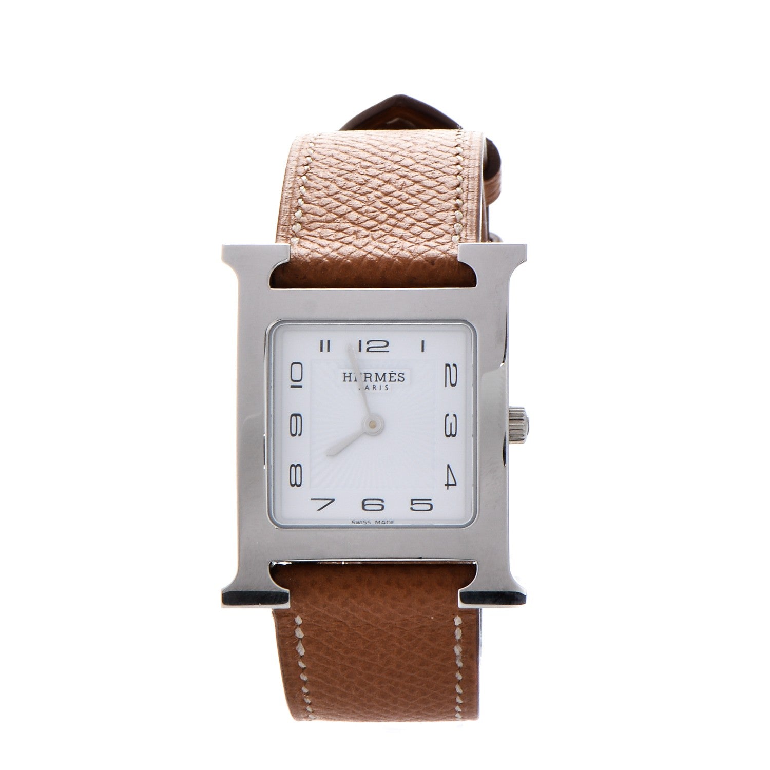 Hermes Stainless Steel Epsom 26mm Heure H Hour Quartz Watch Gold 1 of 11
