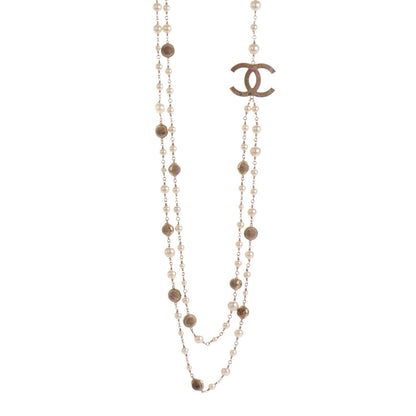 Chanel Pearl Enamel Silk CC Long Necklace Pink Gold 1 of 6