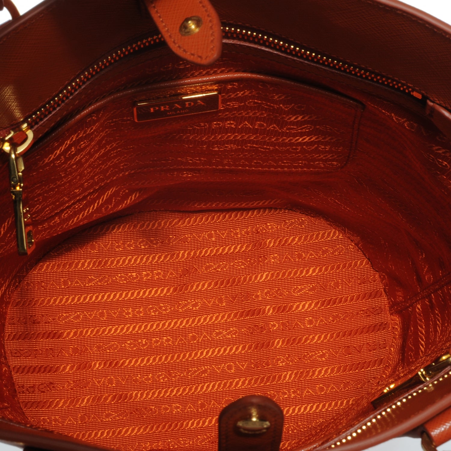 Prada Saffiano Lux Bucket Tote Papaya 6 of 9