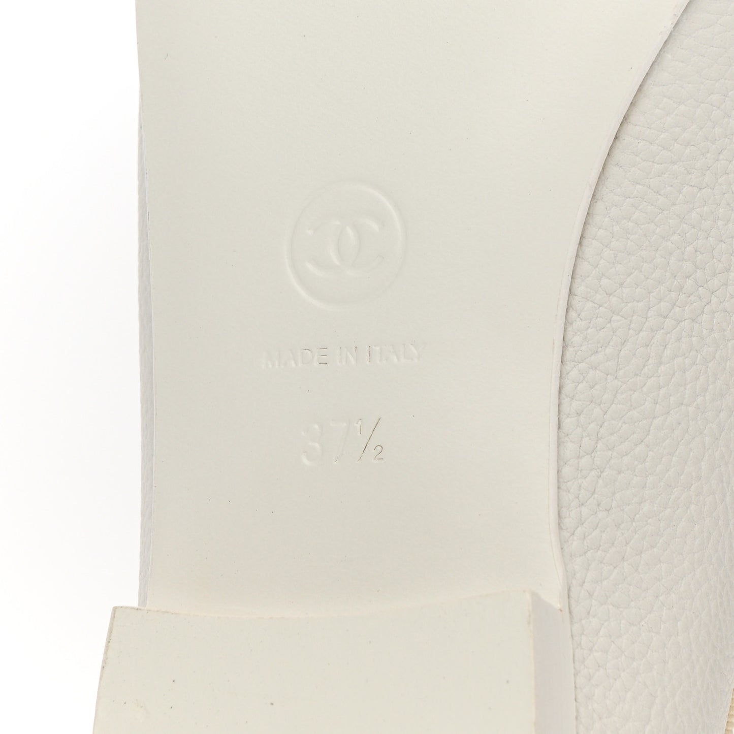 Calfskin Patent CC Cap Toe Ballerina Flats 37.5 White Blue