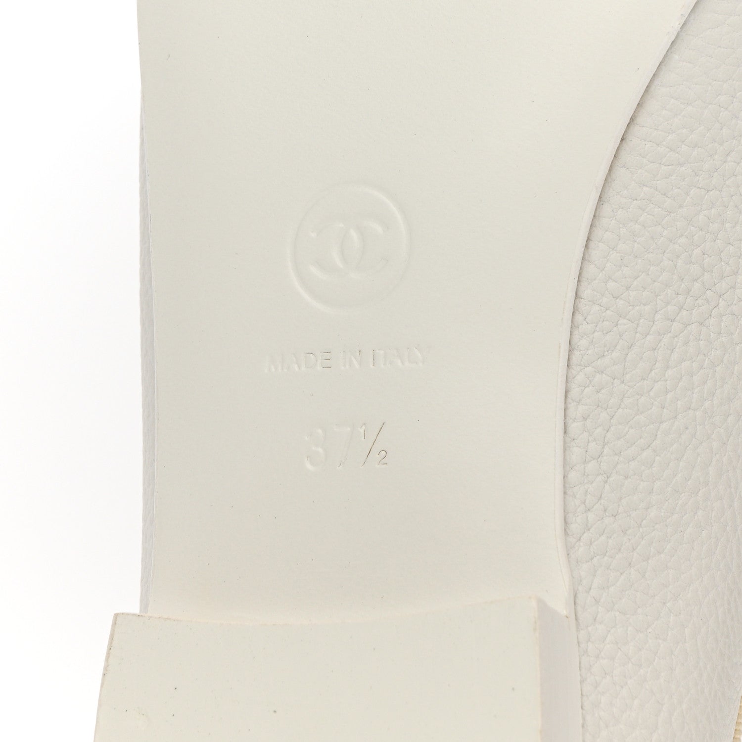 Chanel Calfskin Patent CC Cap Toe Ballerina Flats 37.5 White Blue 8 of 14