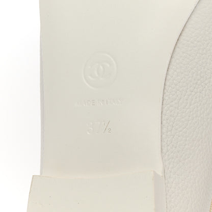 Chanel Calfskin Patent CC Cap Toe Ballerina Flats 37.5 White Blue 8 of 14