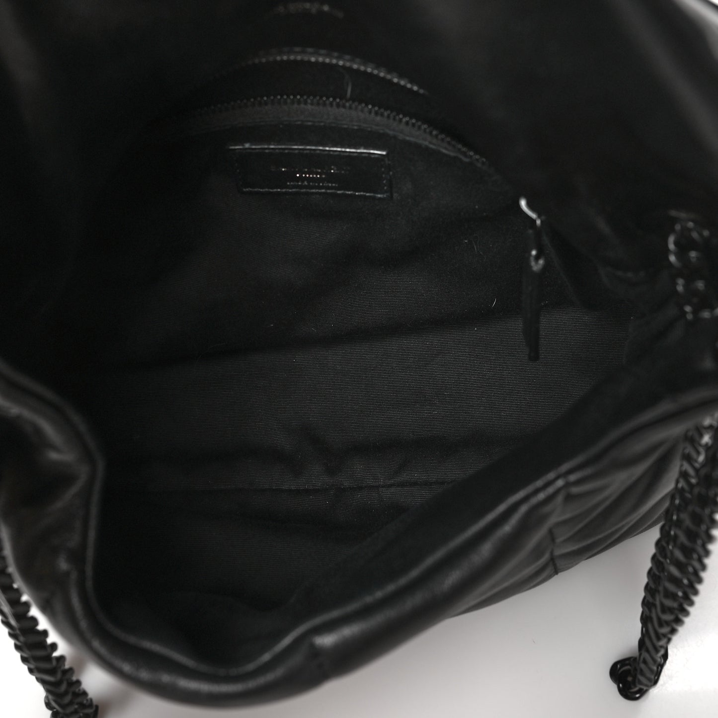 Lambskin Quilted Small Loulou Puffer Monogram Chain Satchel Black