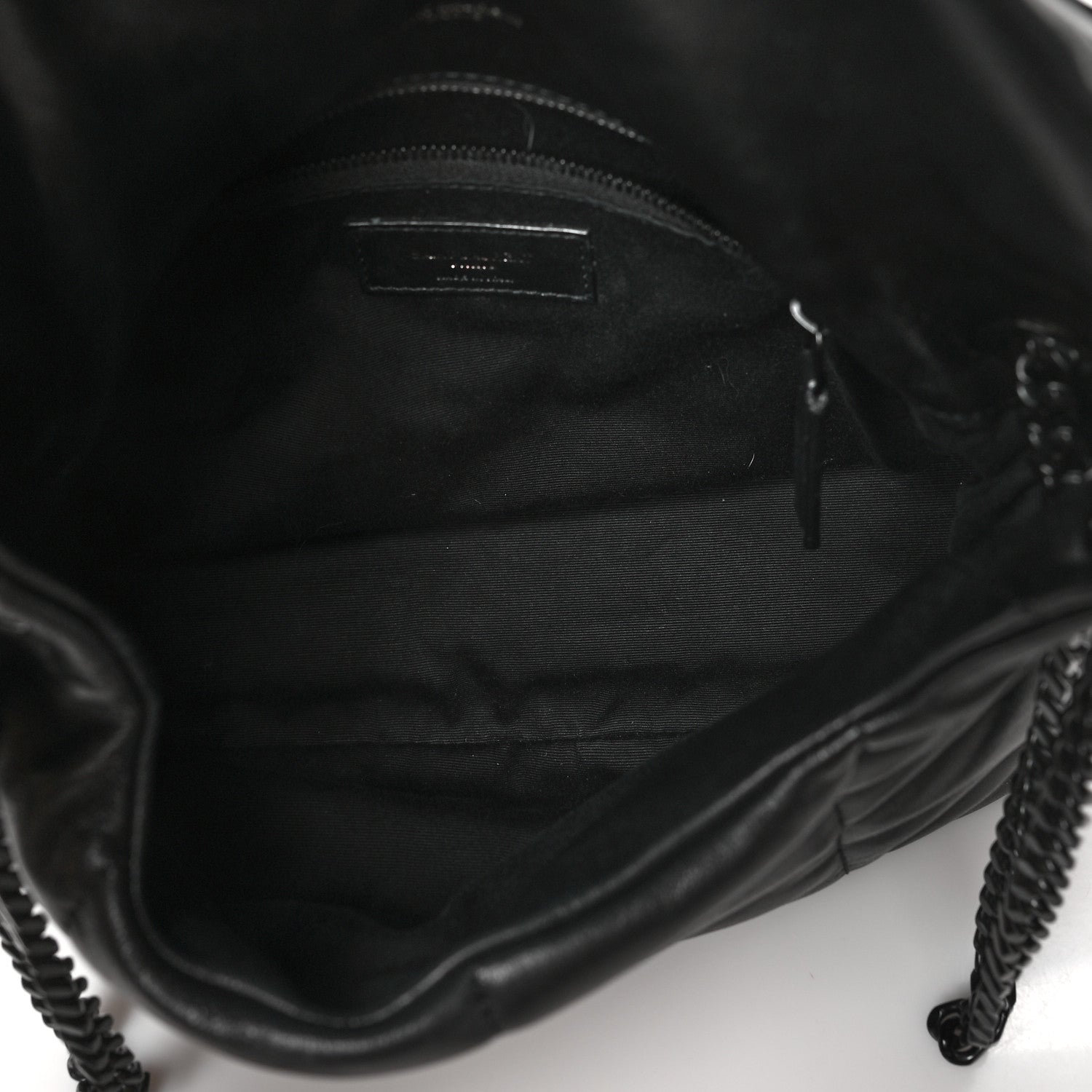 Saint Laurent Lambskin Quilted Small Loulou Puffer Monogram Chain Satchel Black 5 of 7