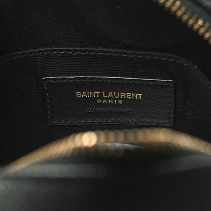 Saint Laurent Grain De Poudre Matelasse Chevron Quilted Round Vinyle Camera Bag New Vert Fonce 6 of 10