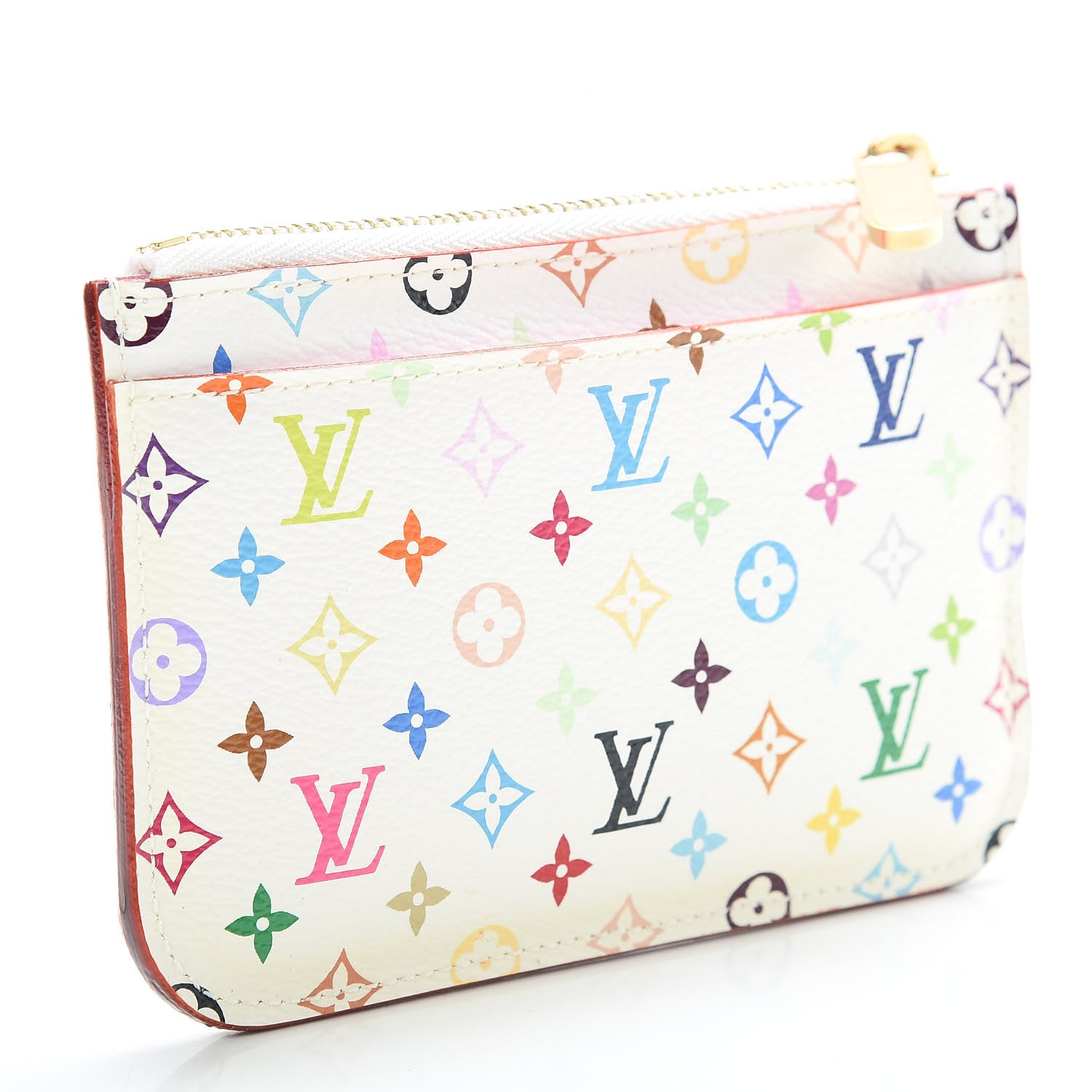 Louis Vuitton Monogram Multicolor Key Pouch White Litchi 3 of 8