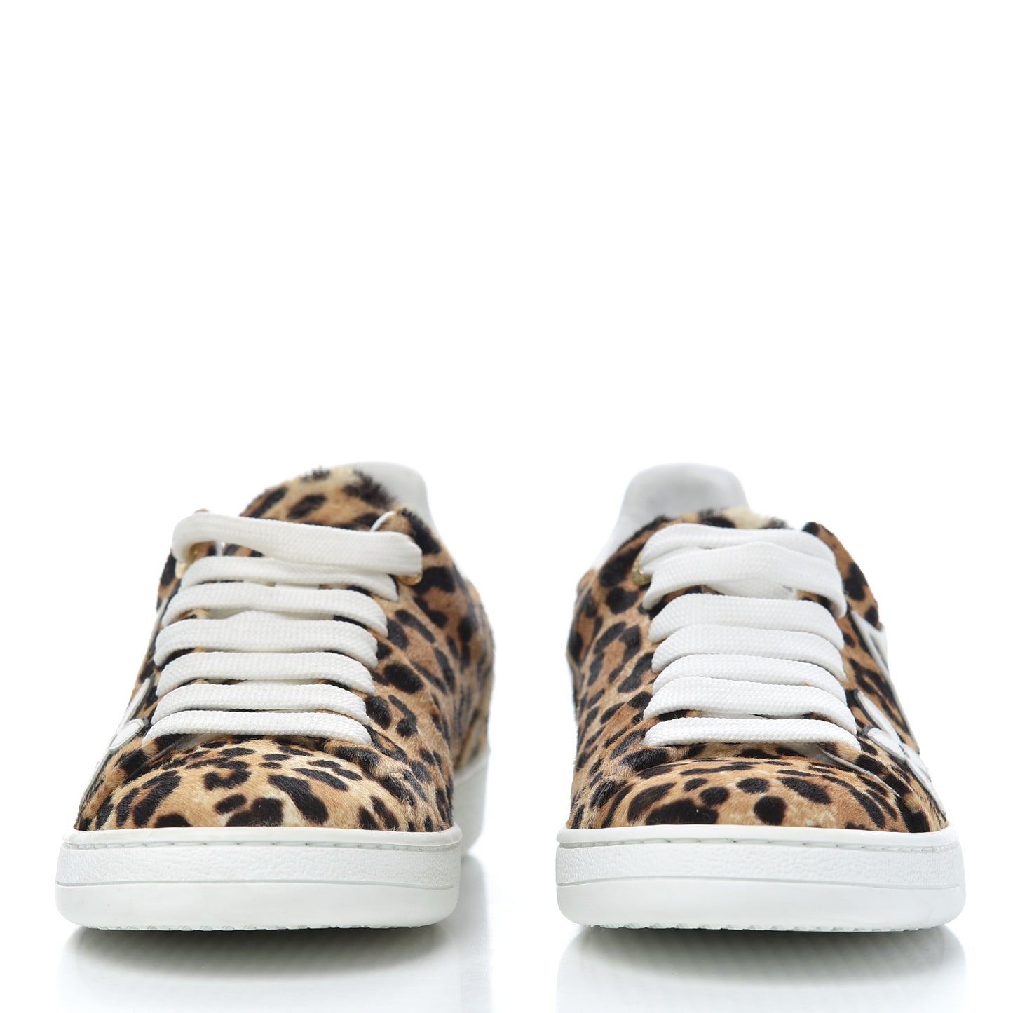 Calfskin Pony Hair Leopard Monogram Frontrow Sneakers 36