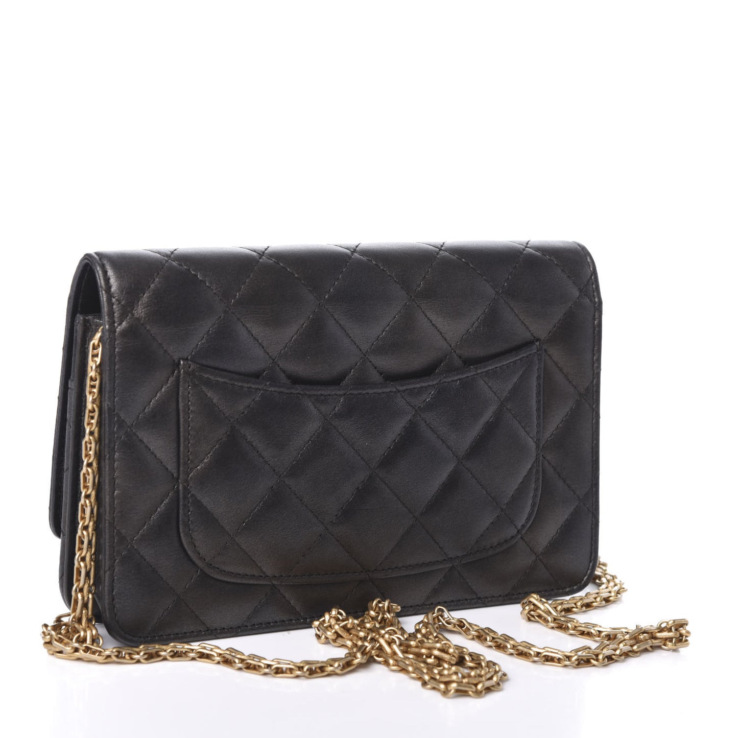 Metallic Calfskin Quilted Reissue Wallet On Chain WOC Black