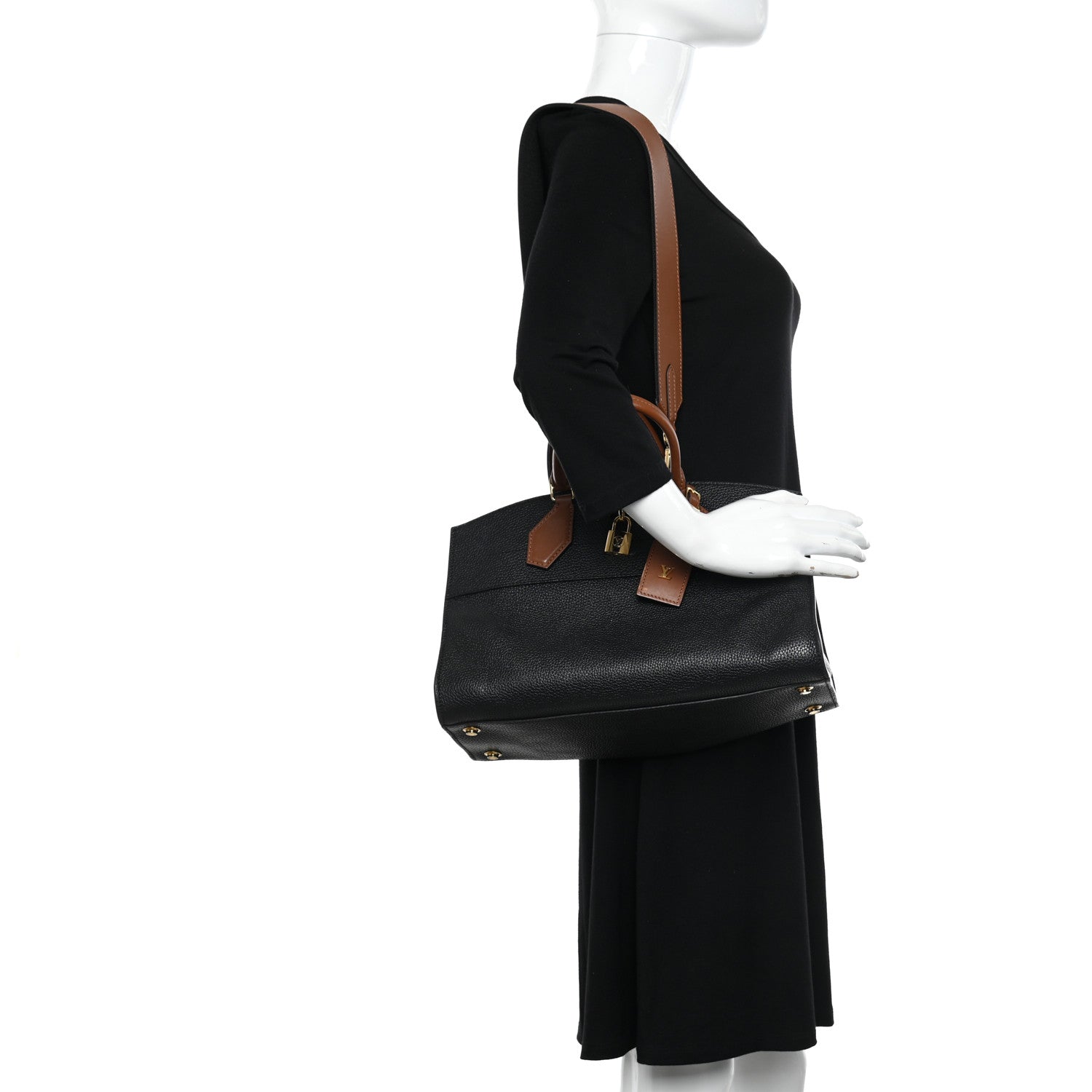 Louis Vuitton Calfskin City Steamer EW Black Gold 2 of 11