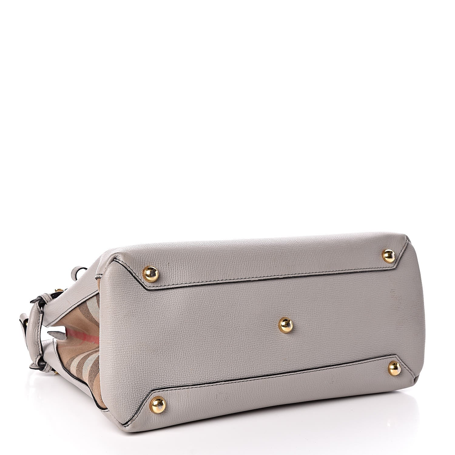 Burberry Derby Calfskin House Check Medium Banner Tote Pale Grey 4 of 18