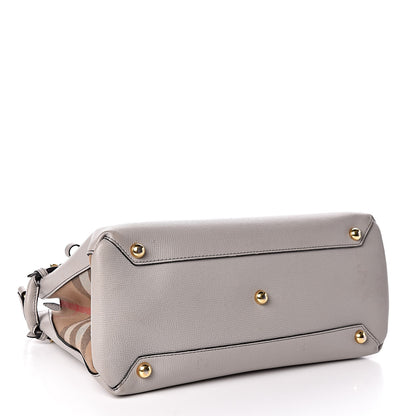 Burberry Derby Calfskin House Check Medium Banner Tote Pale Grey 4 of 18