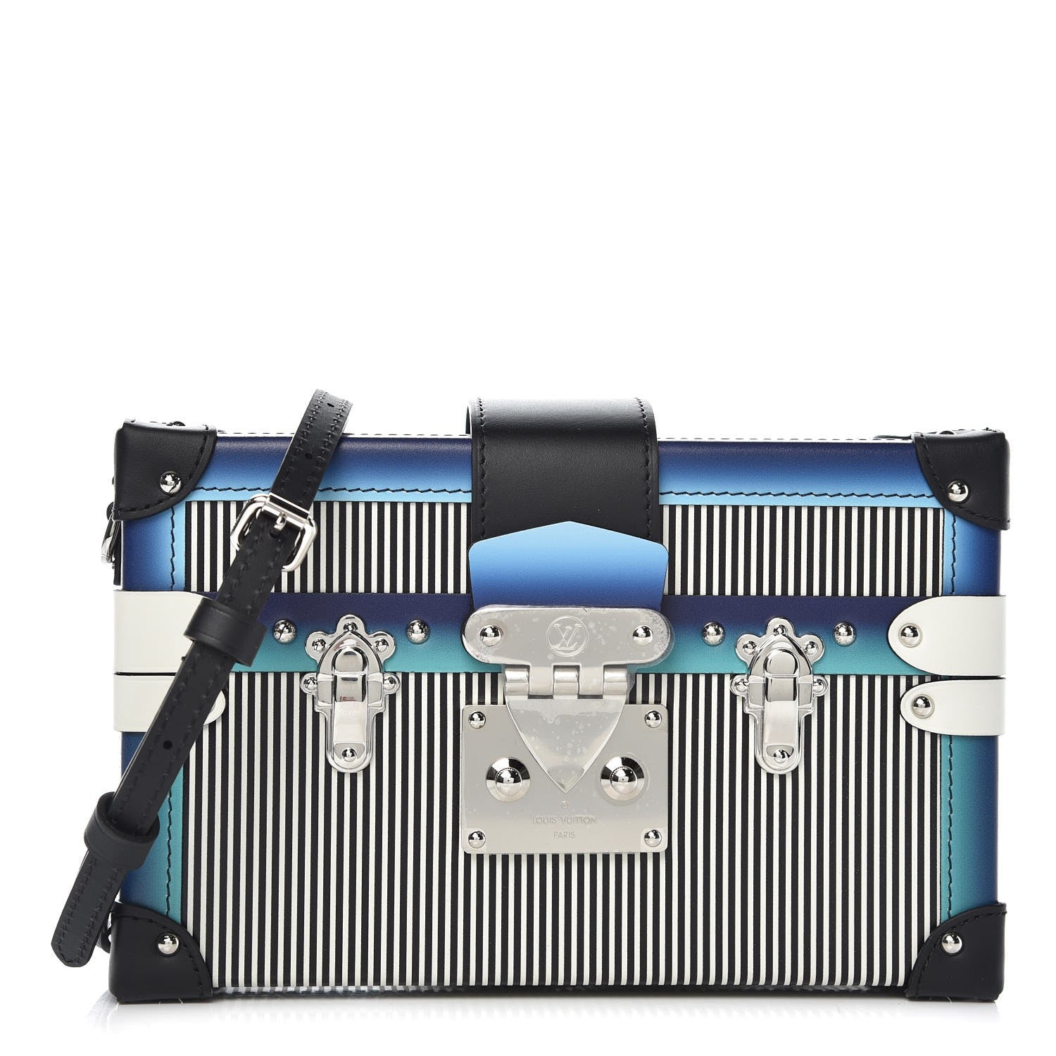 Louis Vuitton Calfskin Printed Petite Malle Blue 1 of 9
