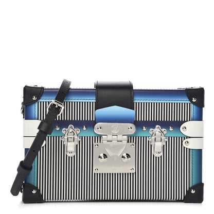 Louis Vuitton Calfskin Printed Petite Malle Blue 1 of 9