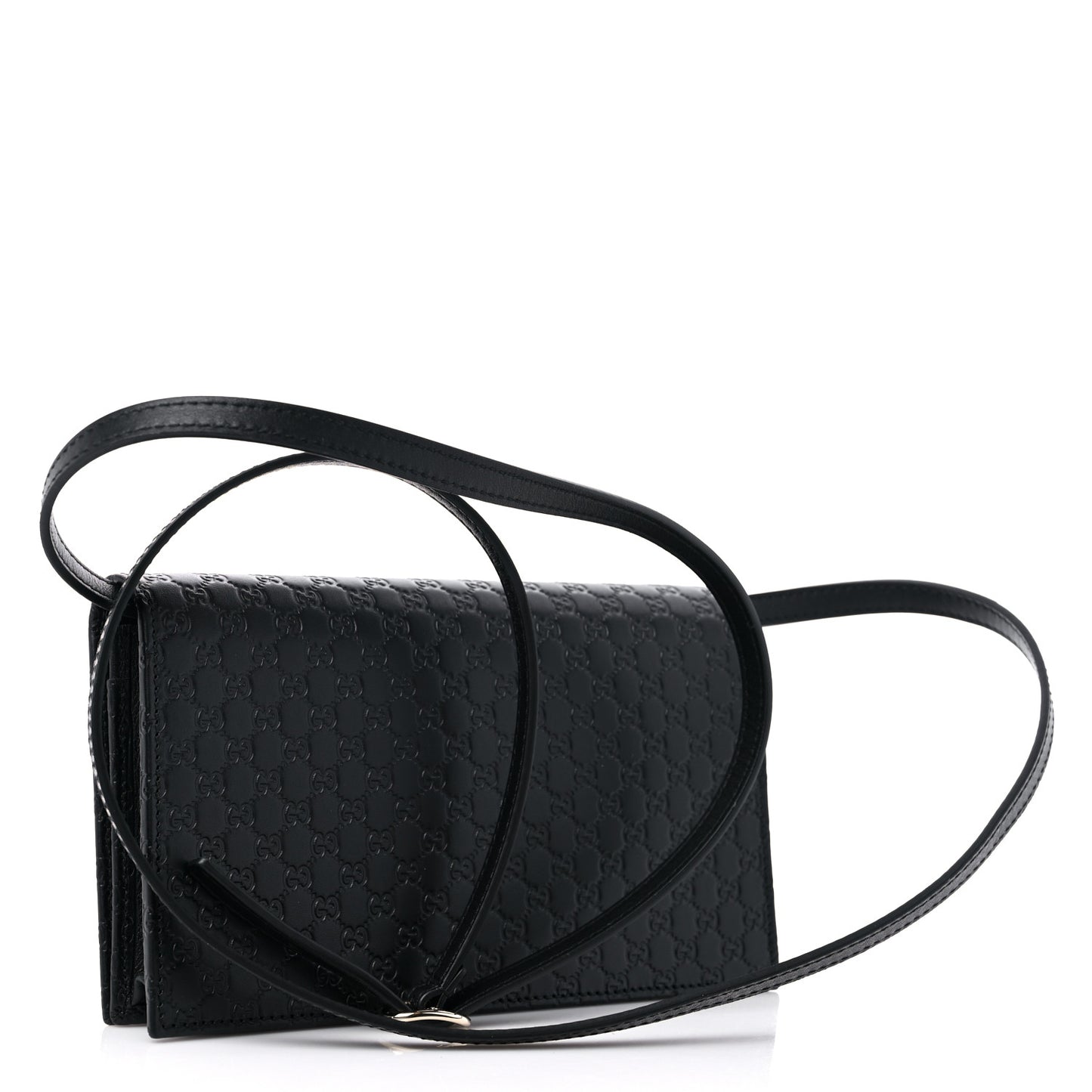 Microguccissima Crossbody Wallet Black