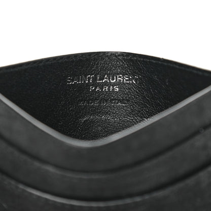 Saint Laurent Crocodile Embossed Nubuck Monogram Credit Card Case Black 6 of 8