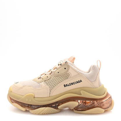 Balenciaga Fabric Mesh Clear Sole Womens Triple S Sneakers 39 Nude 1 of 10