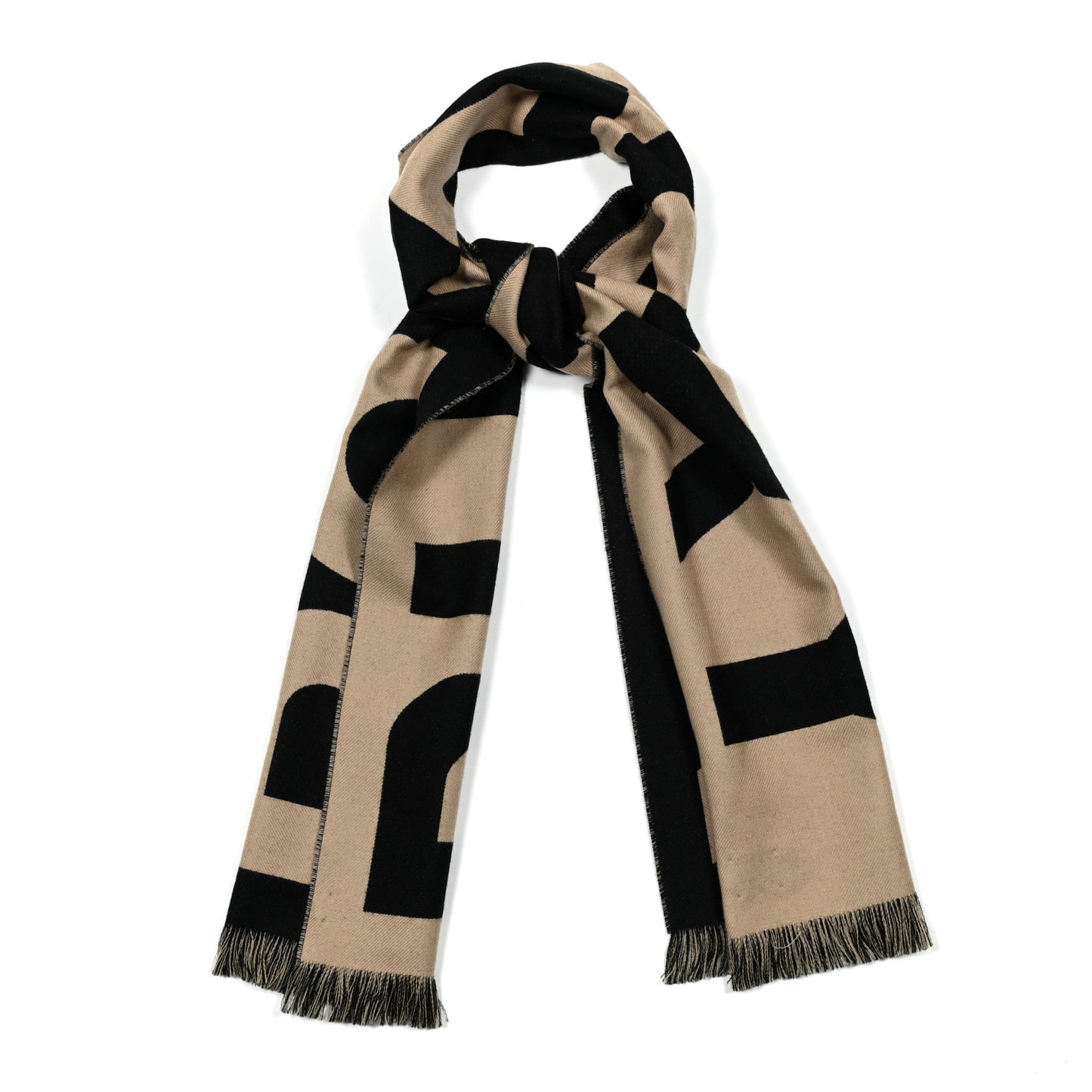 Wool Jacquard Logo Scarf Archive Beige