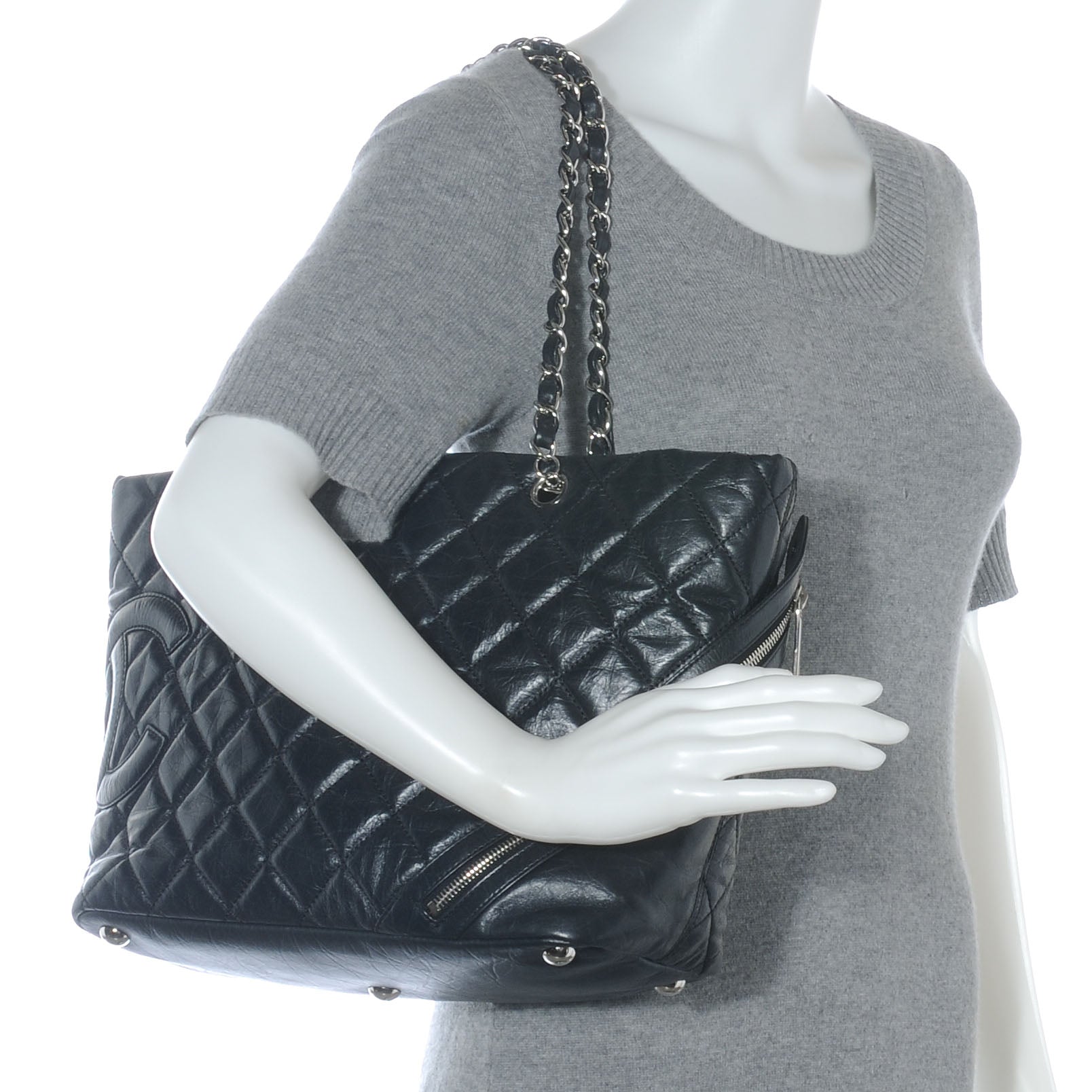 Chanel Leather Quilted Cotton Club Tote Black 2 of 7