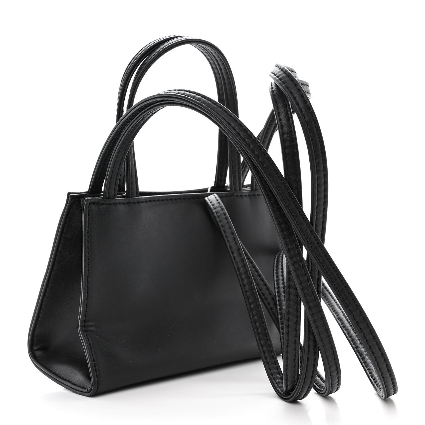 Vegan Leather Small Shopping Bag Black