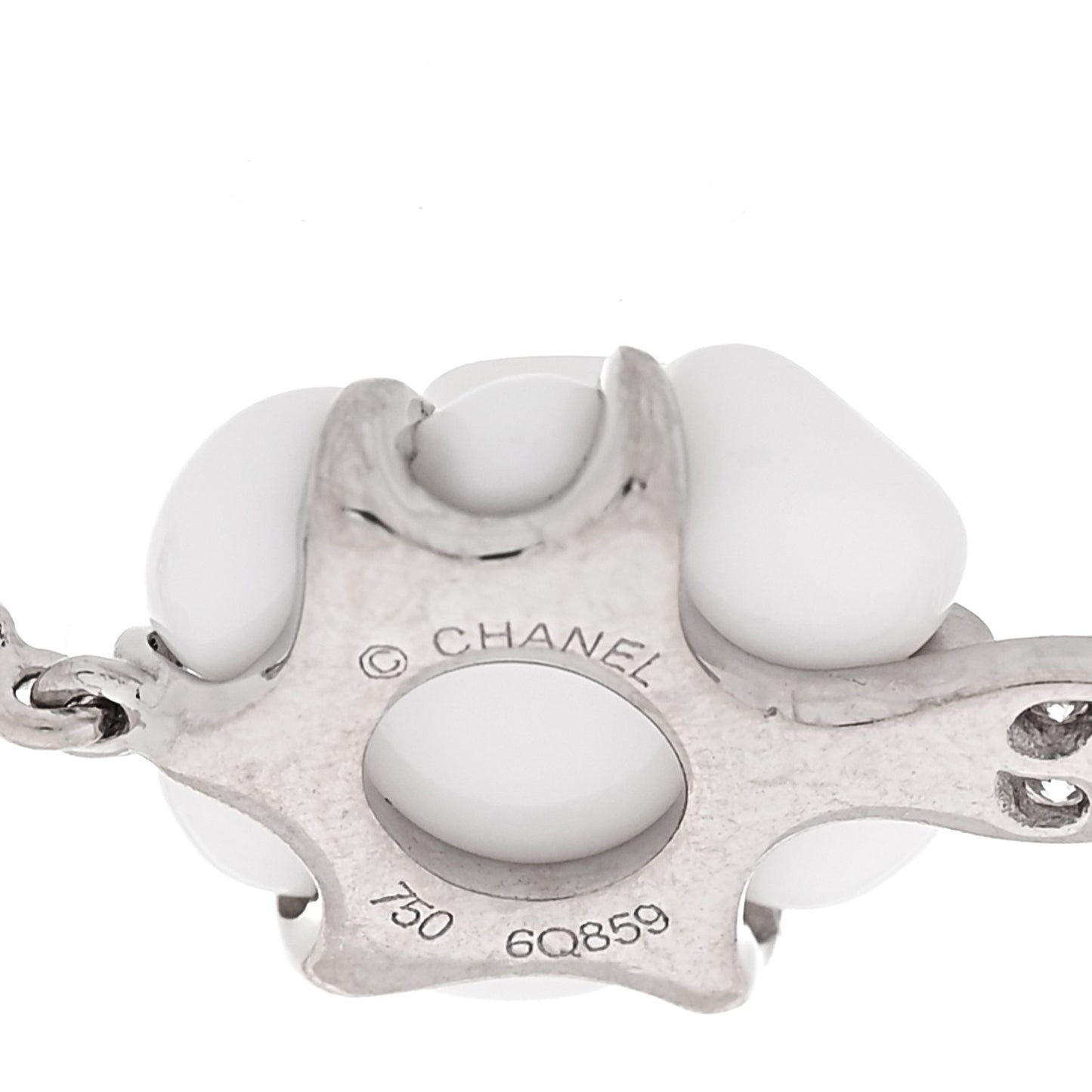 18K White Gold White Agate Diamond Camelia Sculpte Bracelet
