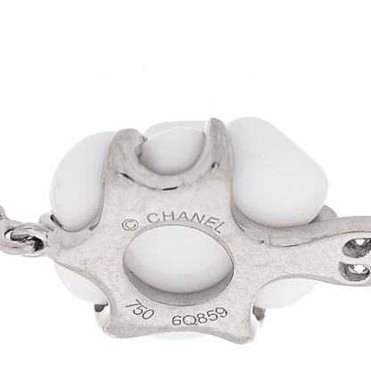 Chanel 18K White Gold White Agate Diamond Camelia Sculpte Bracelet 4 of 4