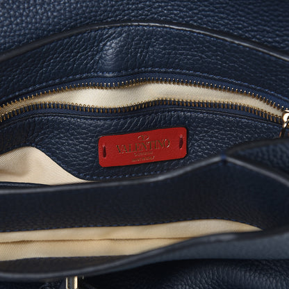 Valentino Garavani Grained Lagun Calfskin Rockstud Twiny Top Handle Bag Marine 7 of 7