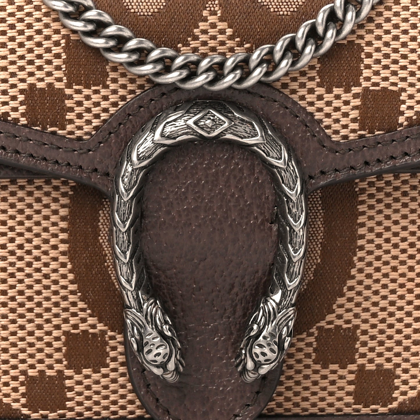 Monogram Jumbo GG Textured Dollar Calfskin Super Mini Dionysus Shoulder Bag Camel Ebony New Acero