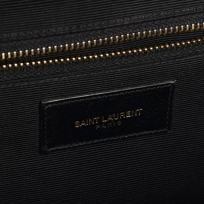 Saint Laurent Grain De Poudre Matelasse Chevron Large Monogram Satchel Blue 7 of 8