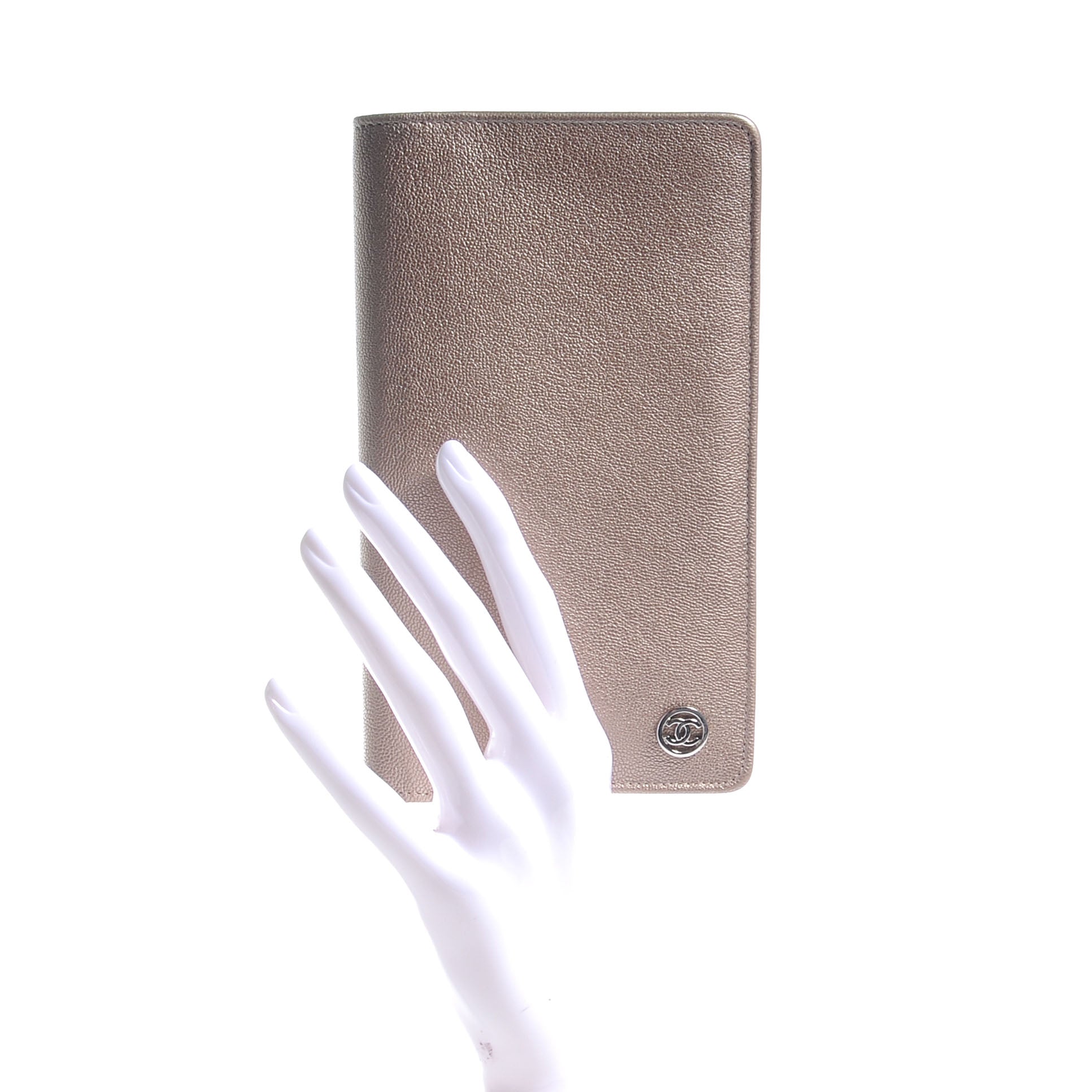 Chanel Calfskin Large Yen Wallet Metallic 2 of 8
