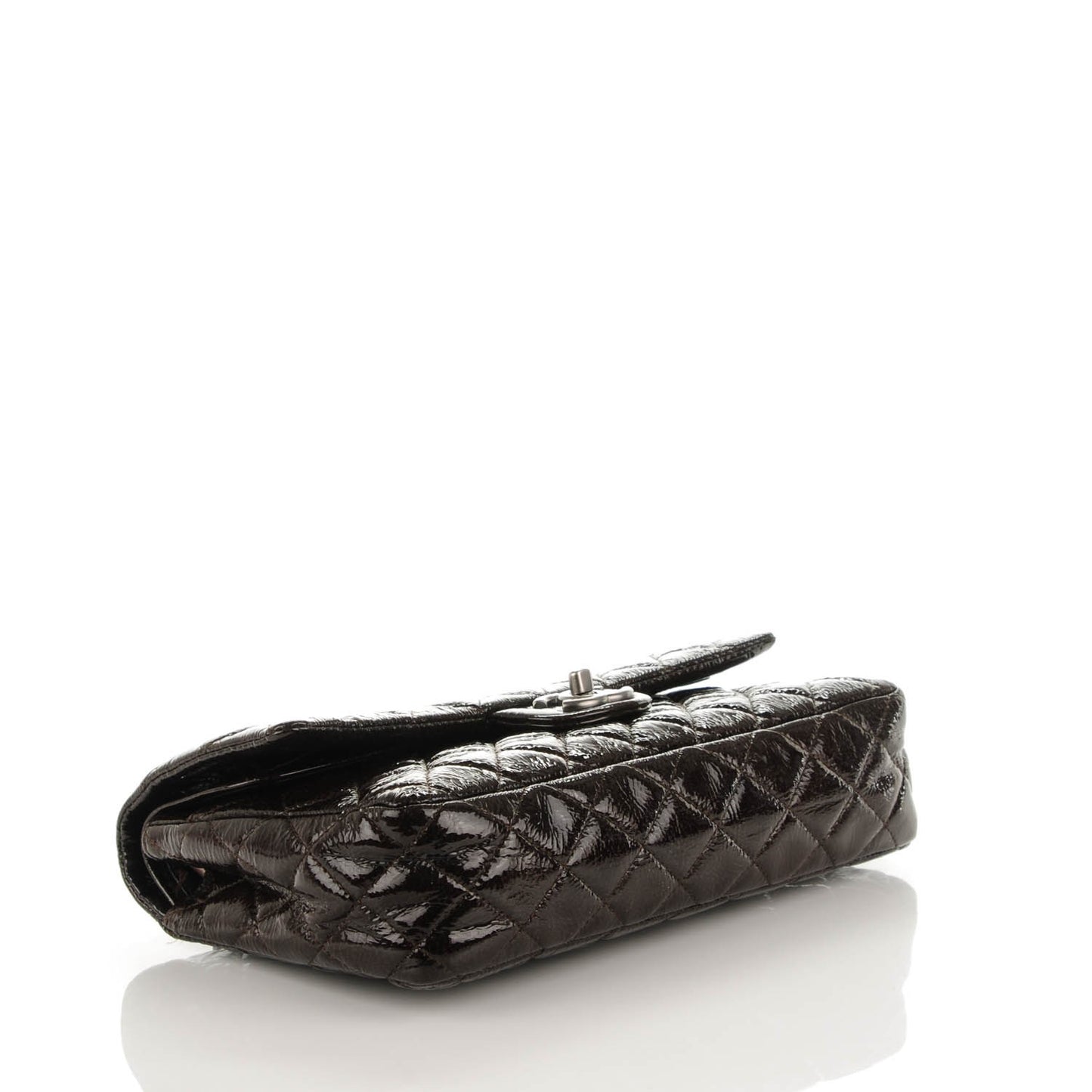 Patent Quilted Medium Double Flap Brown