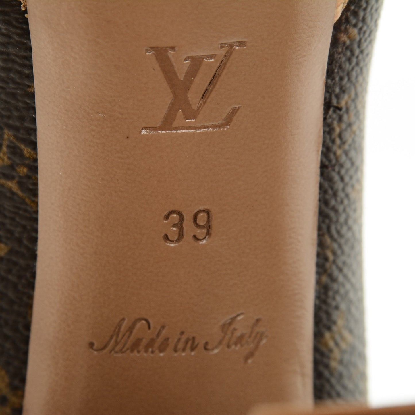Monogram Cork Rivoli Peep Toe Pumps 39