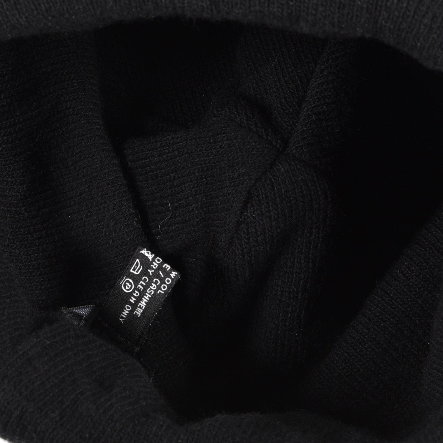 Wool Cashmere Logo Beanie Hat Black Light Grey
