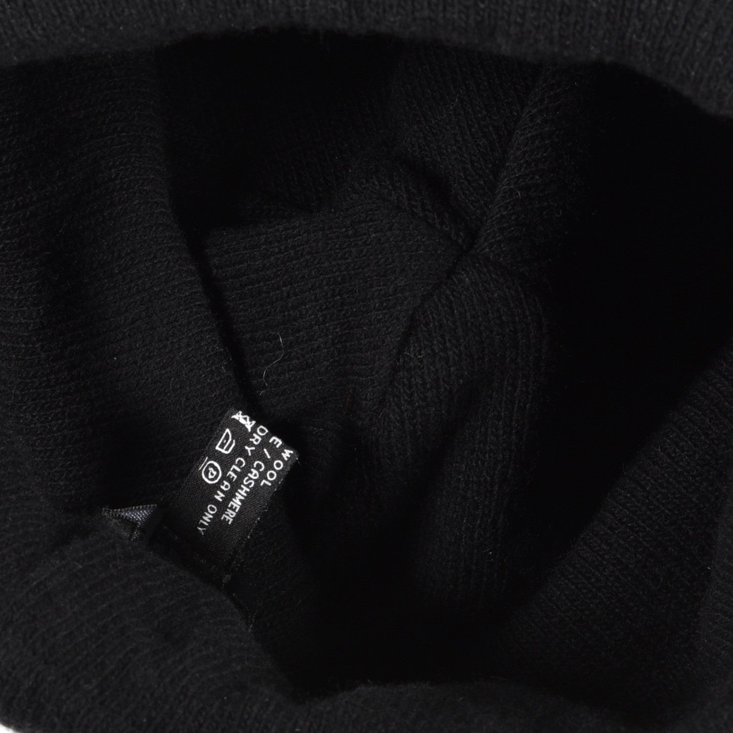 Chanel Wool Cashmere Logo Beanie Hat Black Light Grey 3 of 4