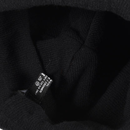 Chanel Wool Cashmere Logo Beanie Hat Black Light Grey 3 of 4