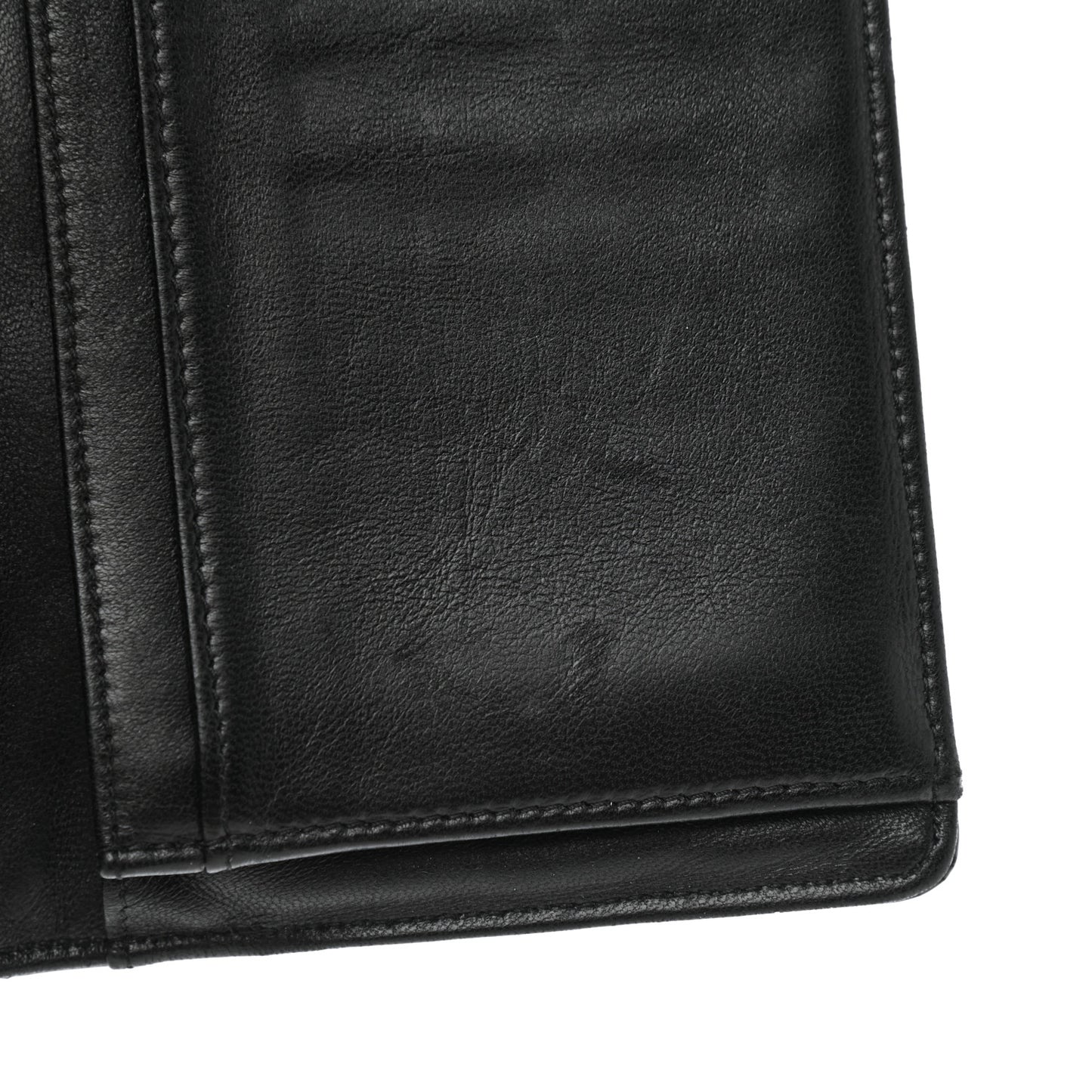 Patent Quilted Flap Wallet Black