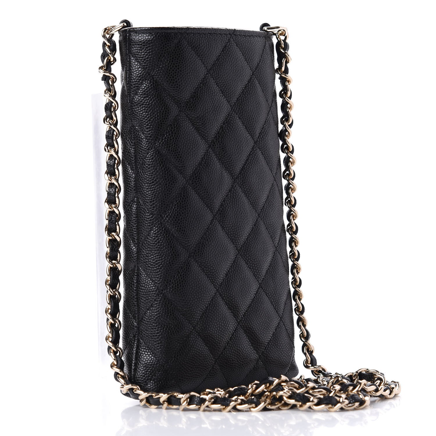 Chanel Caviar Quilted French New Wave Phone Holder With Chain Black 3 of 22