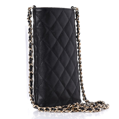 Chanel Caviar Quilted French New Wave Phone Holder With Chain Black 3 of 22