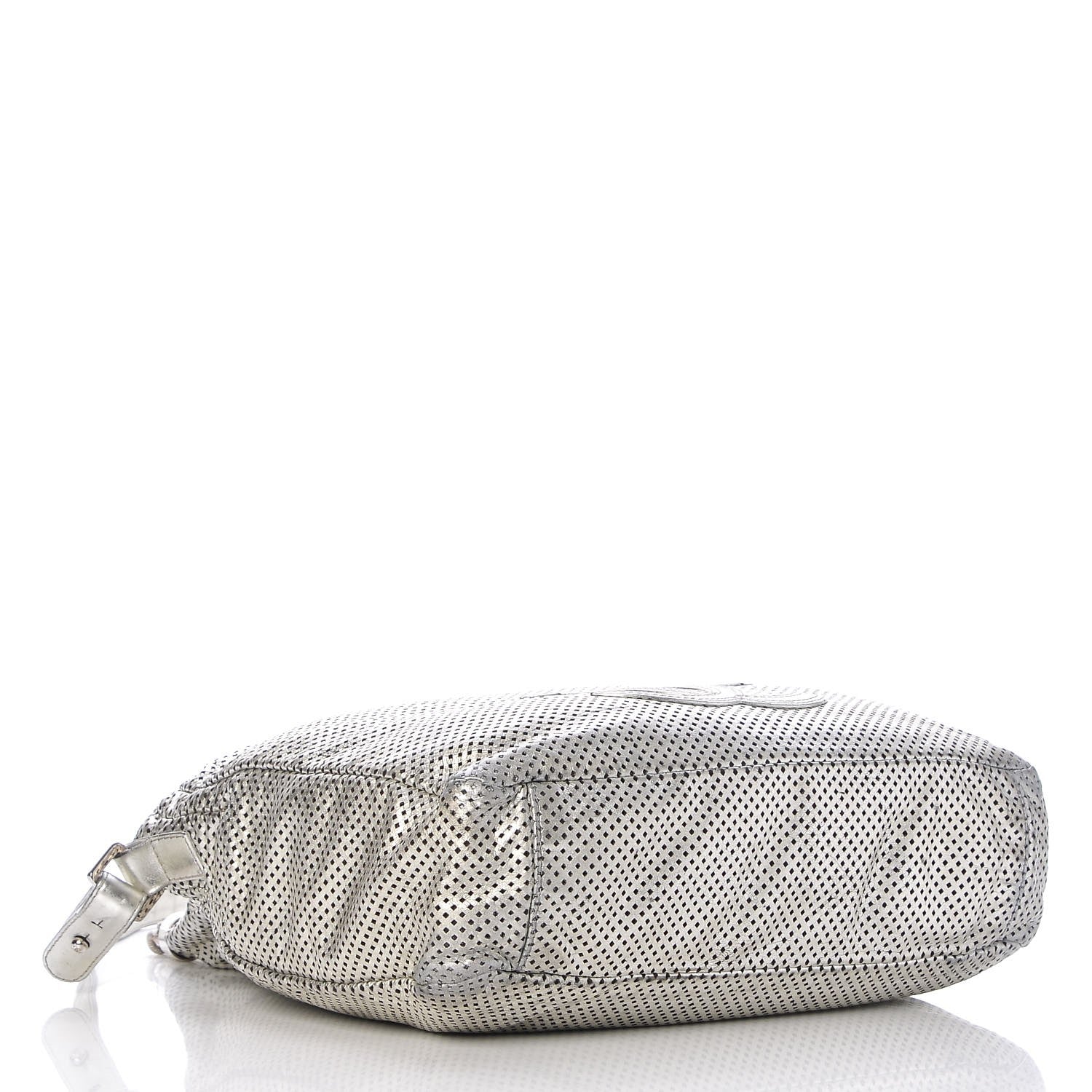 Chanel Metallic Glazed Calfskin Perforated Medium Rodeo Drive Tote Silver 4 of 19