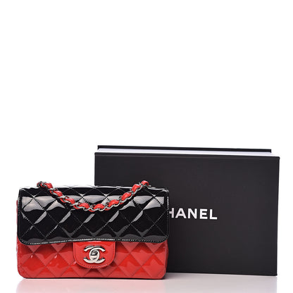Chanel Patent Calfskin Quilted Bi-Color Mini Rectangular Flap Red Black 11 of 11
