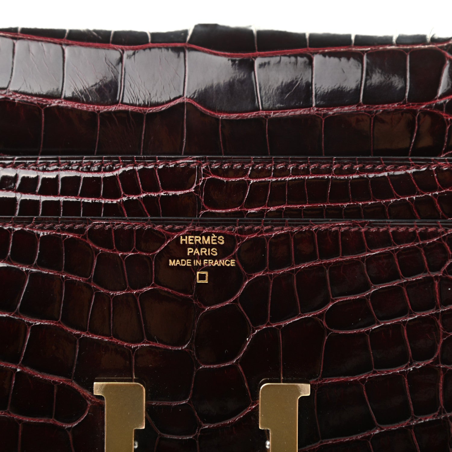 Hermes Shiny Alligator Constance Long Wallet Bordeaux 11 of 12