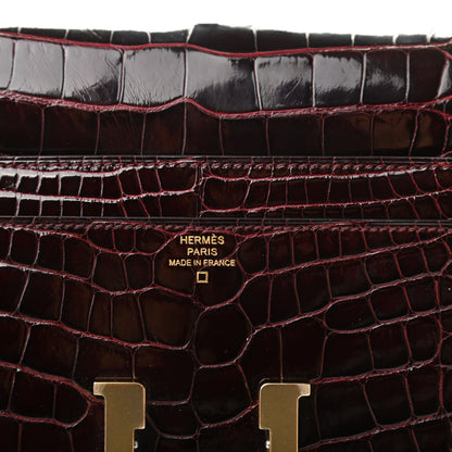 Hermes Shiny Alligator Constance Long Wallet Bordeaux 11 of 12