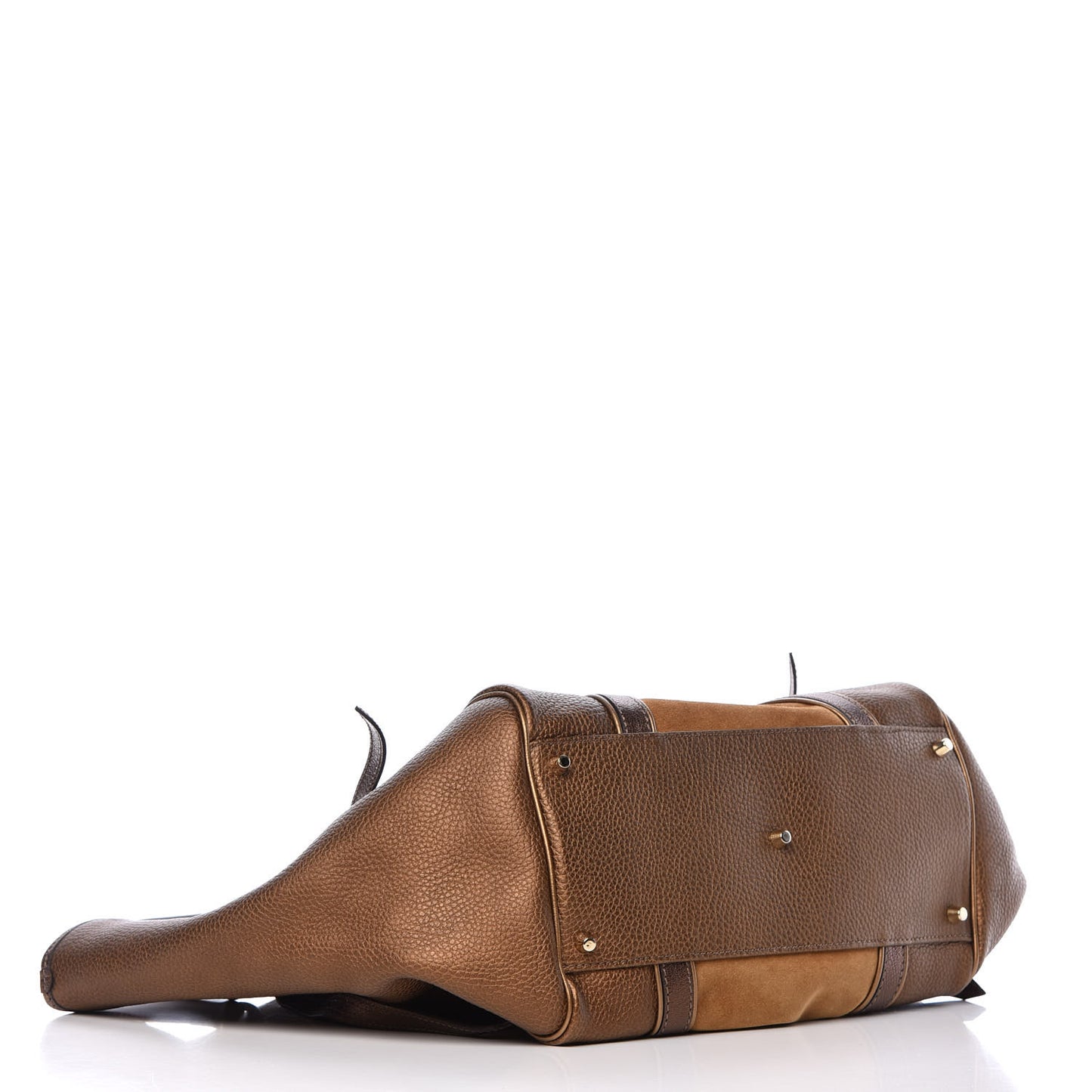 Metallic Calfskin Suede Colorblock Canterbury Tote Brown