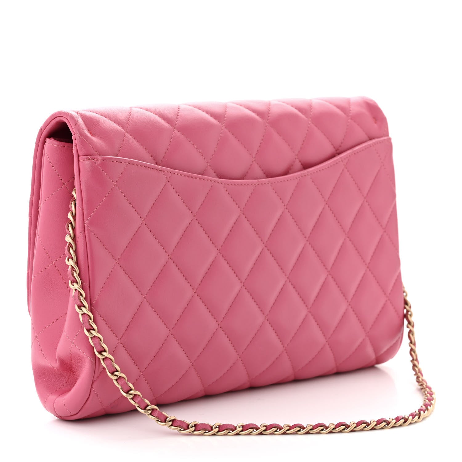 Chanel Lambskin Quilted Clutch With Chain Flap Pink 3 of 10