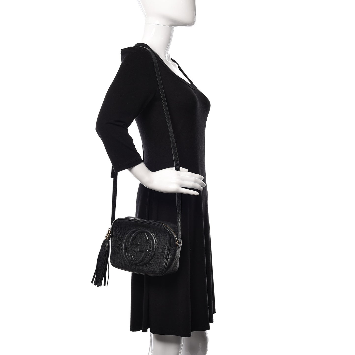 Pebbled Calfskin Small Soho Disco Bag Black