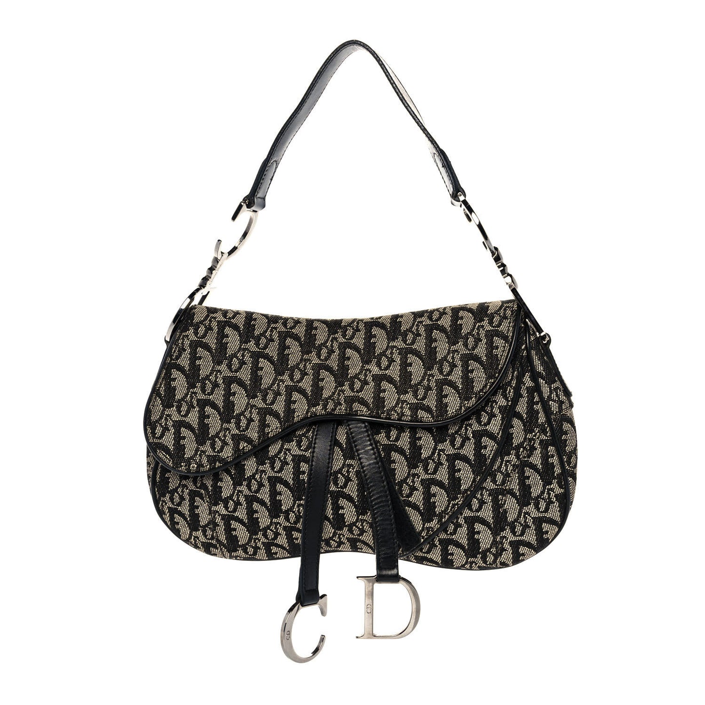 Monogram Double Saddle Bag Black